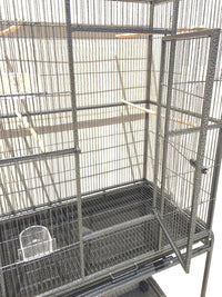 30.5Lx18.5Wx52.5 H Sturdy Wrought Iron Bird Parrot Home Cage On Wheels – Essentials for Birds - Black Vein / 25"L x 17"W x 54"H - image 3