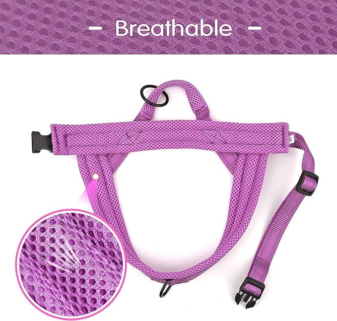 Didog No Pull Dog Harness with Soft Mesh Padded,Reflective & Quick Fit Light Weight Dog Strap Vest Harness,Easy for Walking Training (L:Chest 26-32", Purple)