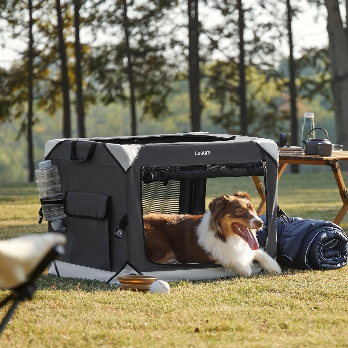 Lesure Portable Soft Collapsible Dog Crate for Large Dogs - Charcoal Grey / 30.0"L x 21.0"W x 21.0"H - image 2