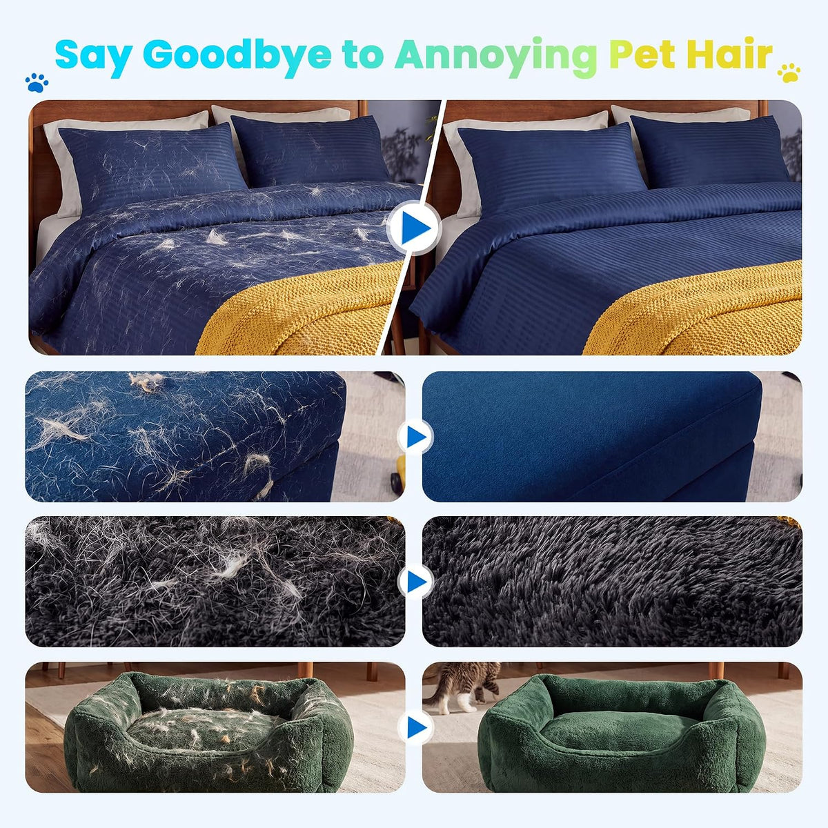 Pet Hair Removal Glove for Cat & Dog - Black-1Pack - image 3