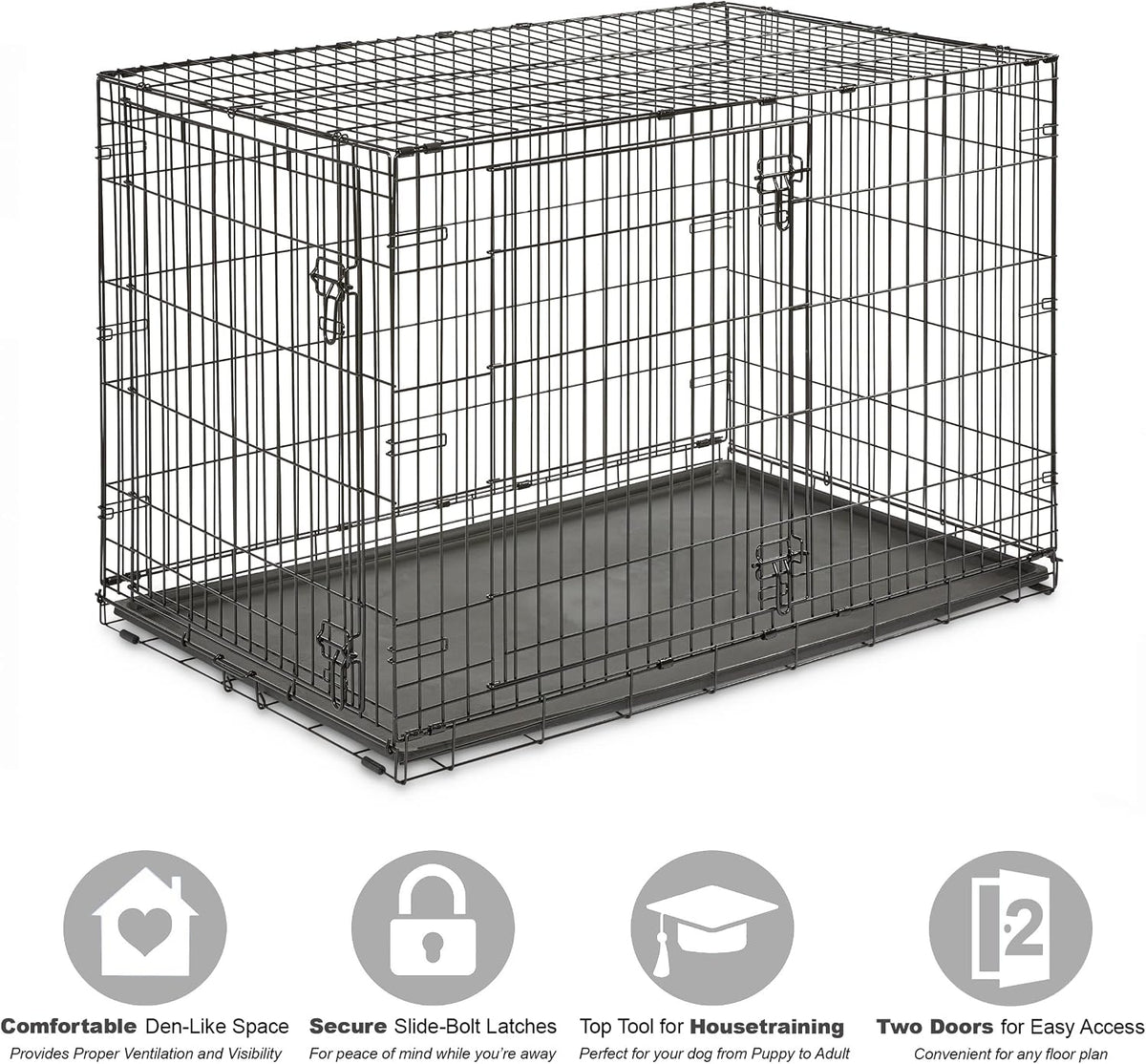 New World by Midwest 42-Inch Single Door Crate, for Large Breeds - Double Door - Black / XL (48"L) - image 3