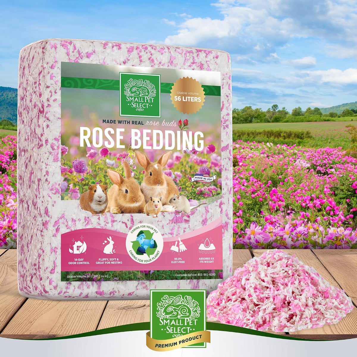 Small Pet Select Rose Paper Bedding, Odor Control - Natural Rose - image 4