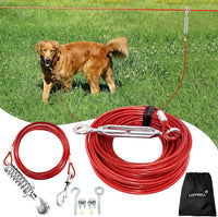 Dog Runner for Yard, Outdoor Dog Run - Red / 50FT+10FT