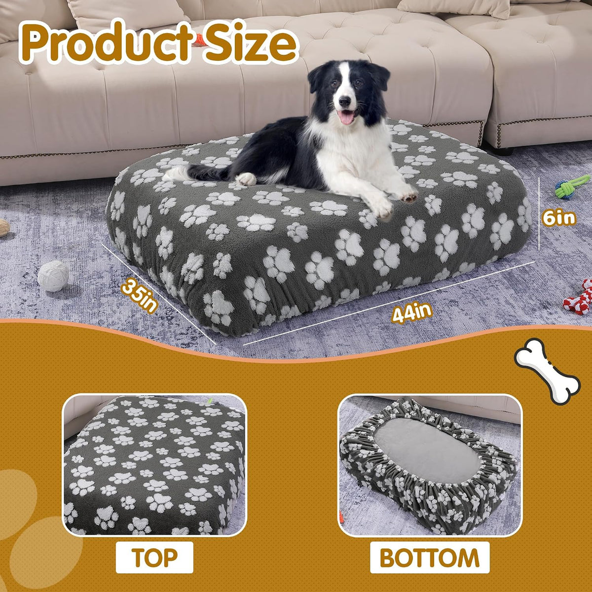 BALAPET Washable Dog Bed Cover 100% Waterproof - 44x35x6in (Pack of 2) / Dark Gray - image 2