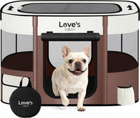 Love's cabin Pet Puppy Dog Playpen - Brown / Small