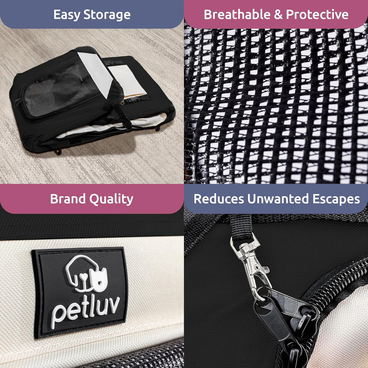 Cat & Dog Pet Carrier, Fits 2 Cats or Medium Dog Comfortably - Black / Large - image 4