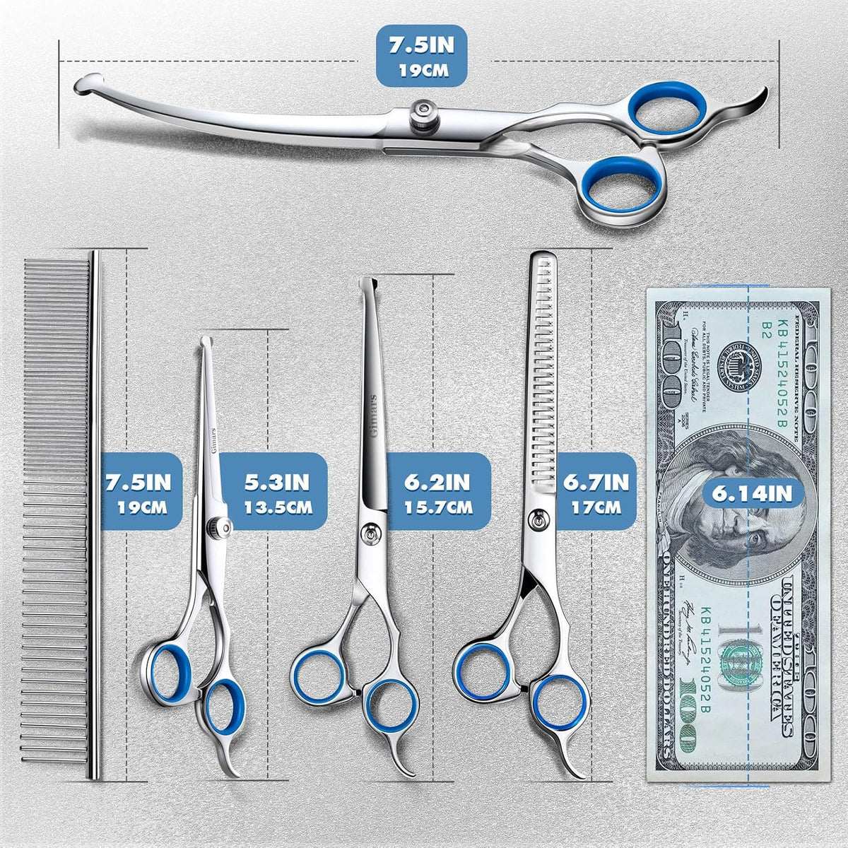 Gimars Titanium Coated Professional 6 in 1 4CR Stainless Steel Dog - Professional Blue 6 in 1 - image 4