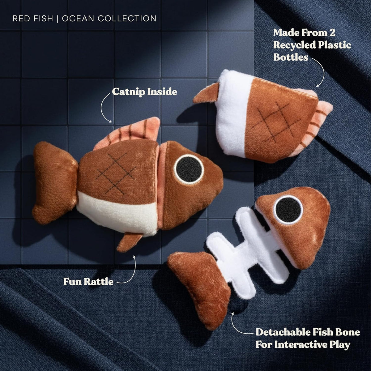 Premium Plush Cat Toy, Whale Cat Toy, Eco Friendly, Catnip - Frankie the Fish Puzzle - image 2