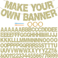 BEISHIDA 116 PCS A-Z DIY Letter Custom Banner Birthday Party Decor – Fun for Kids & Family - Glitter Champagne