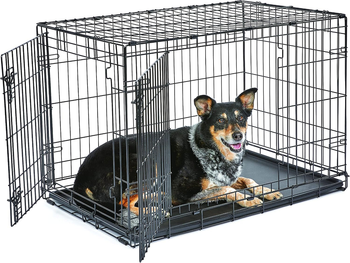 New World by Midwest 42-Inch Single Door Crate, for Large Breeds - Double Door - Black / Medium (36"L)