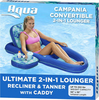 Aqua Campania Ultimate 2-in-1 Pool Float Lounge - One Size / Lounge Teal Hibiscus - XLarge