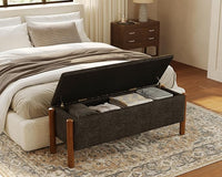 Storage Ottoman Bench, End of Bed Bench for Bedroom, 47" Boucle Upholstered Entryway Shoe Seat Benchs, Holds up to 660 lb Storage Ottoman, Padded Blanket Chest Stool Foot Rest for Living Room Black