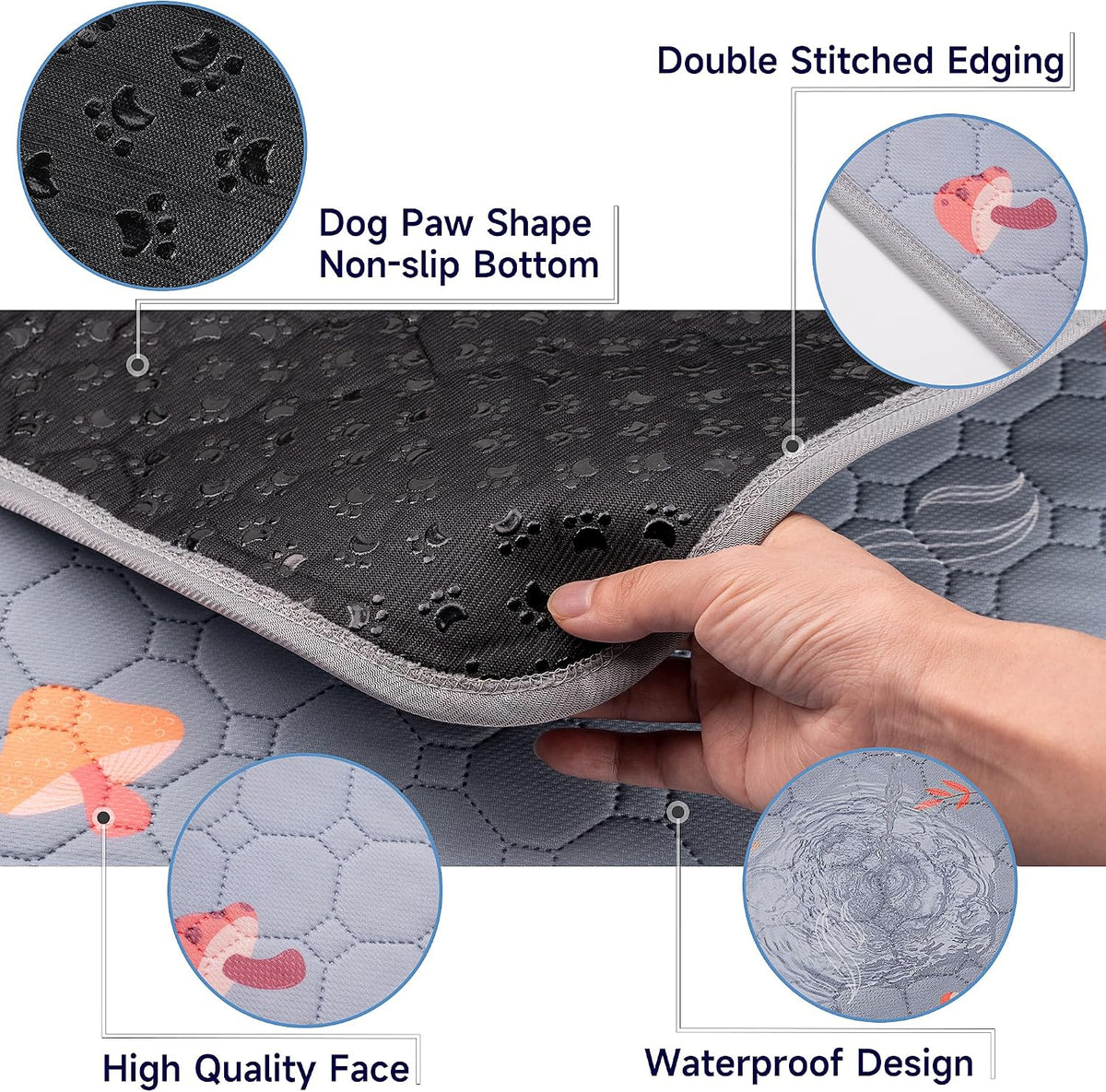 4 Pack Washable Pee Pads for Dogs - Light Grey / 36x36 Inch (Pack of 2) - image 2