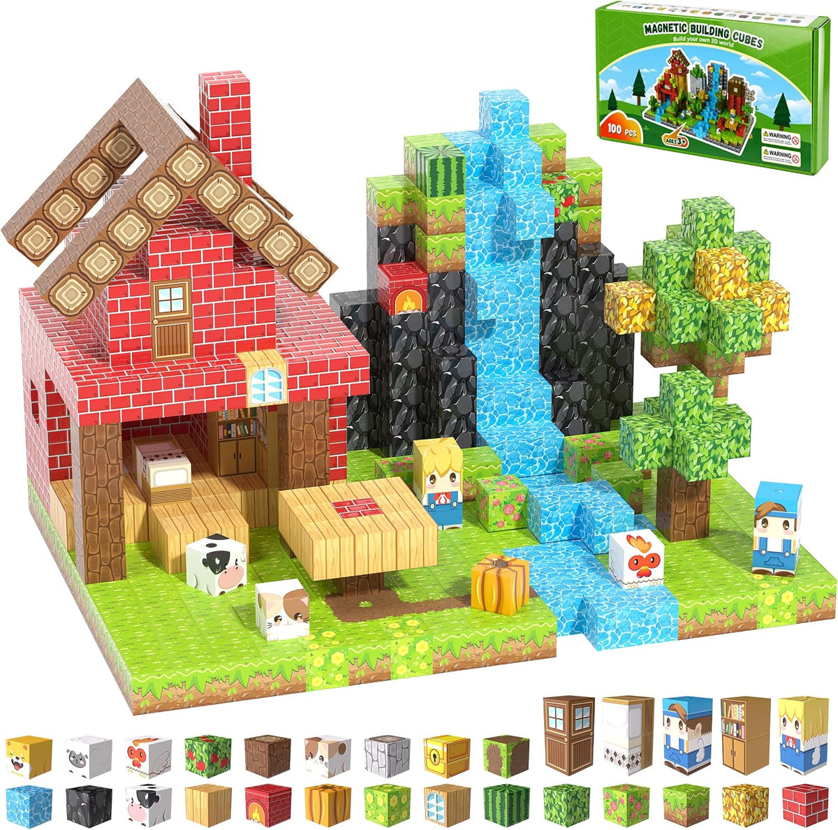 200PCS Magnetic Building Blocks Set - Forest 100PCS 0.98 in Size