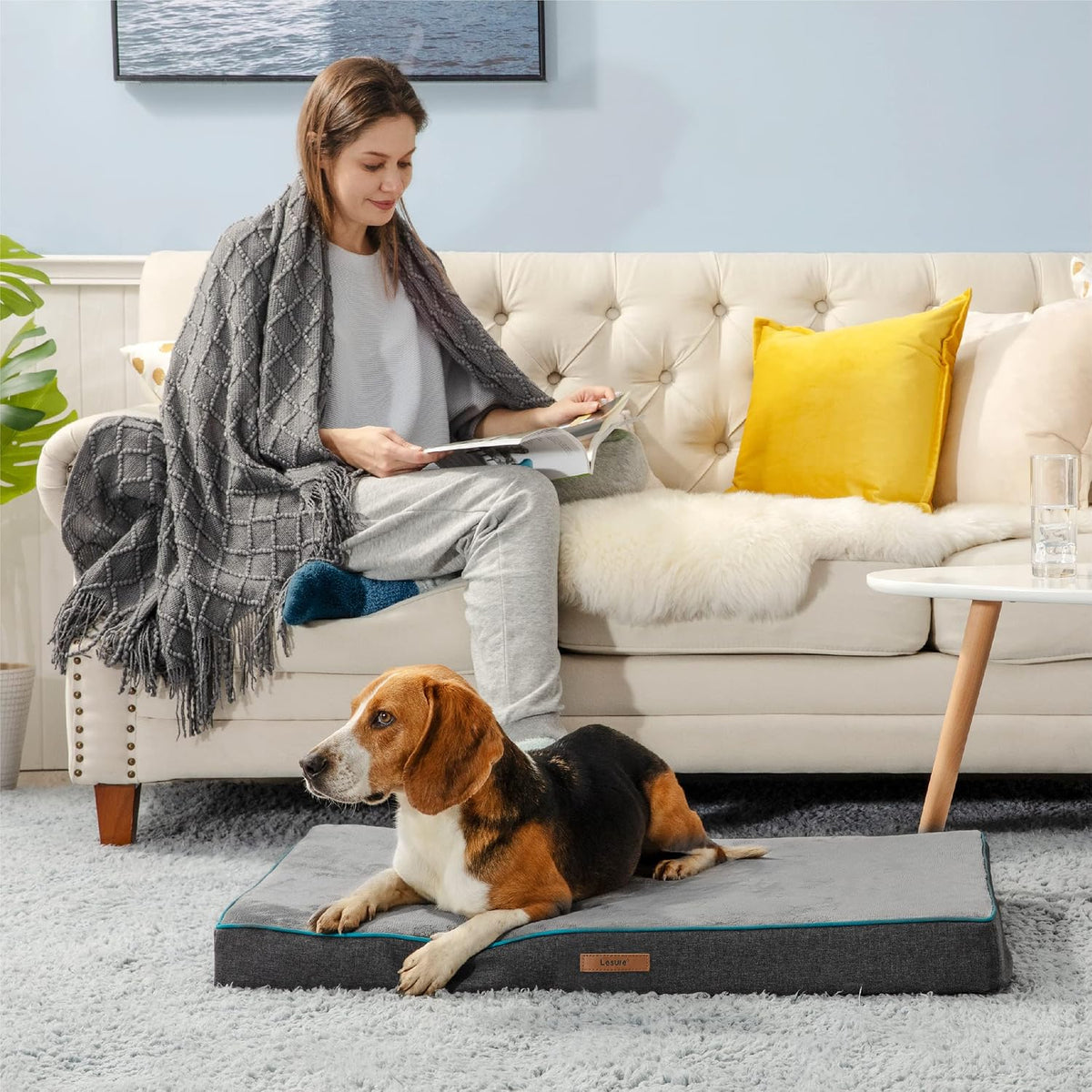 LE SURE Waterproof Dog Bed Cover Replacement - Large / Grey-Flannel / Flannel - image 2