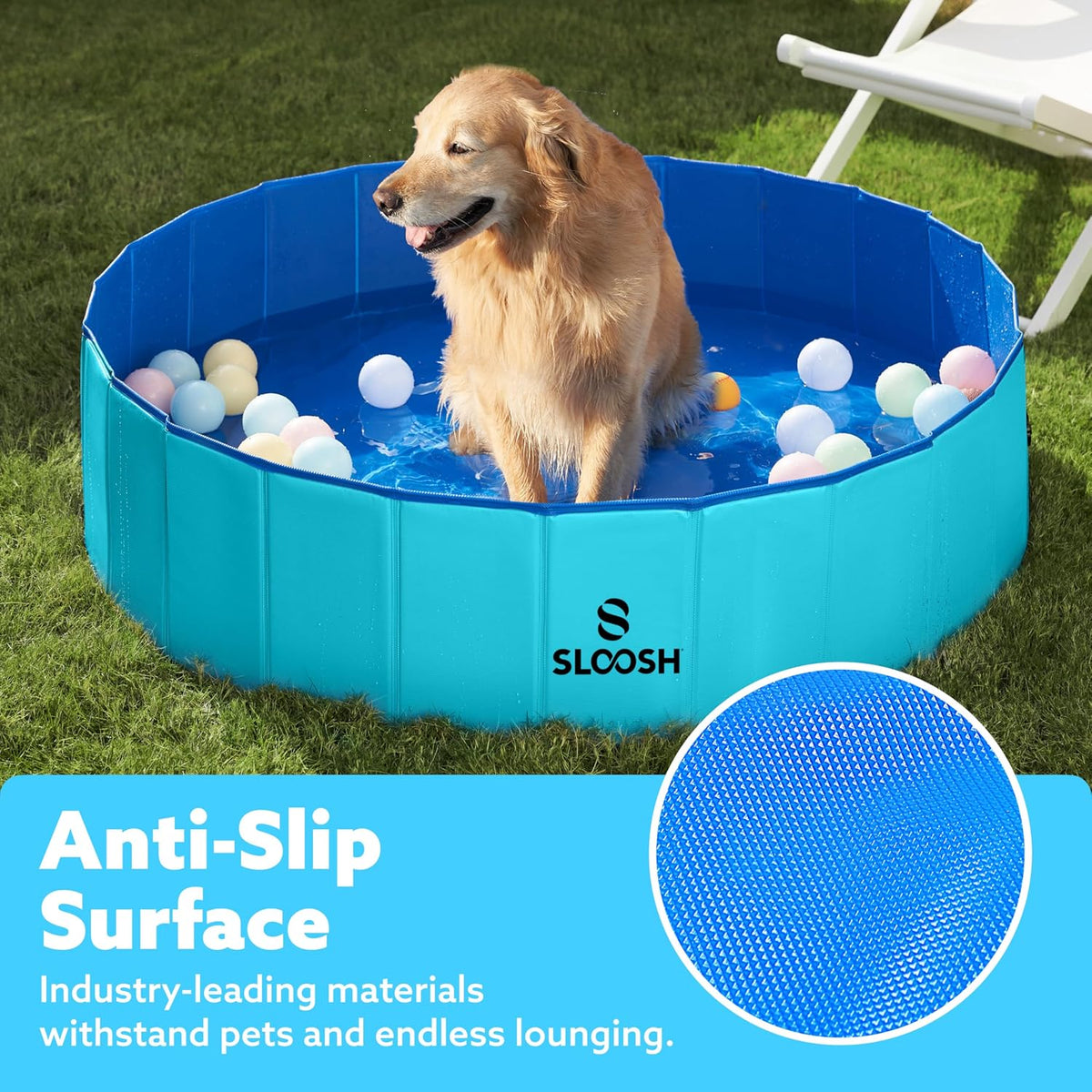 SLOOSH Foldable Dog Kiddie Pool - Blue / 48" x 12" - image 3