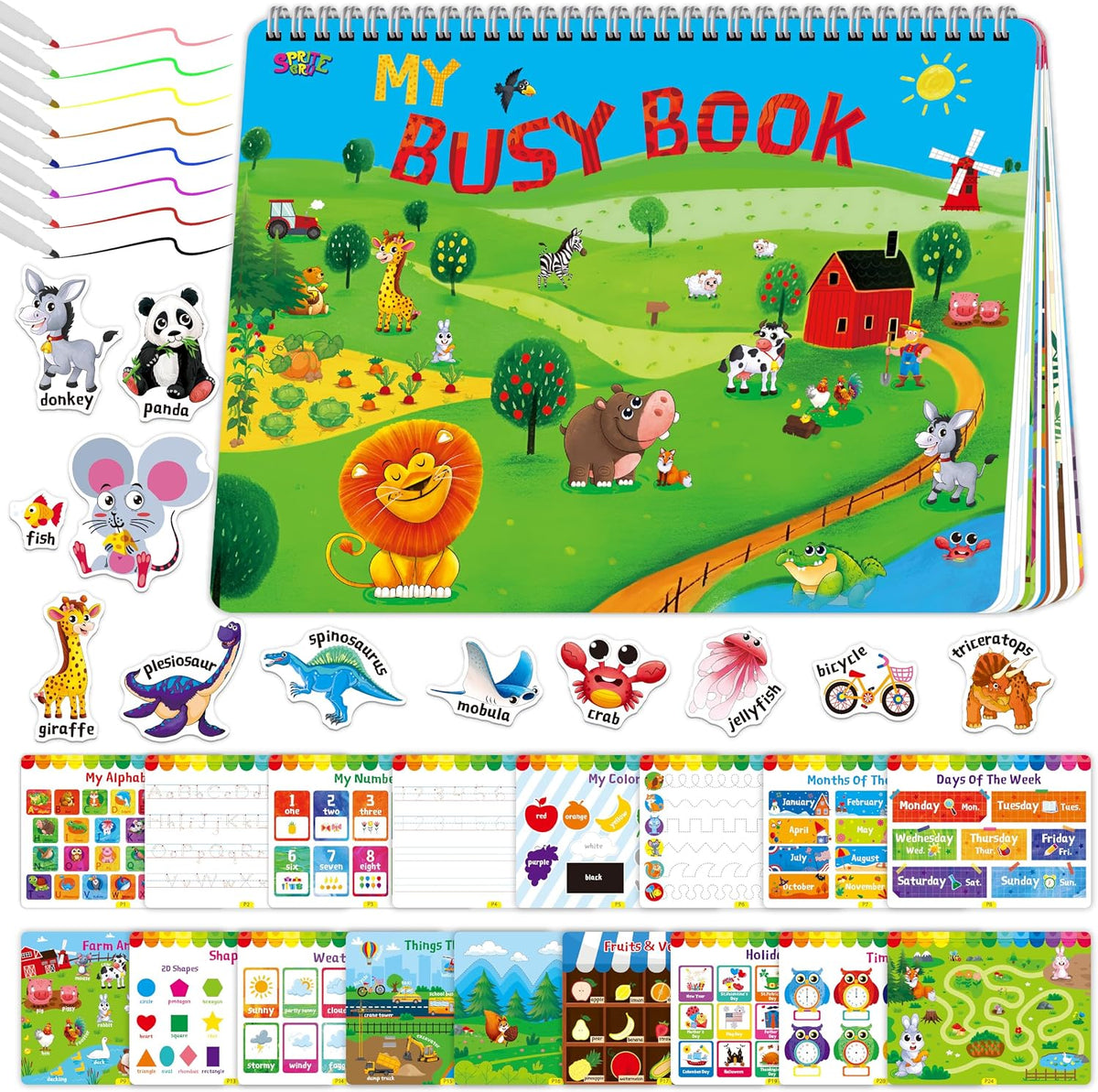 SpriteGru search and find book for kids with dry erase markers and storage bag - view 3