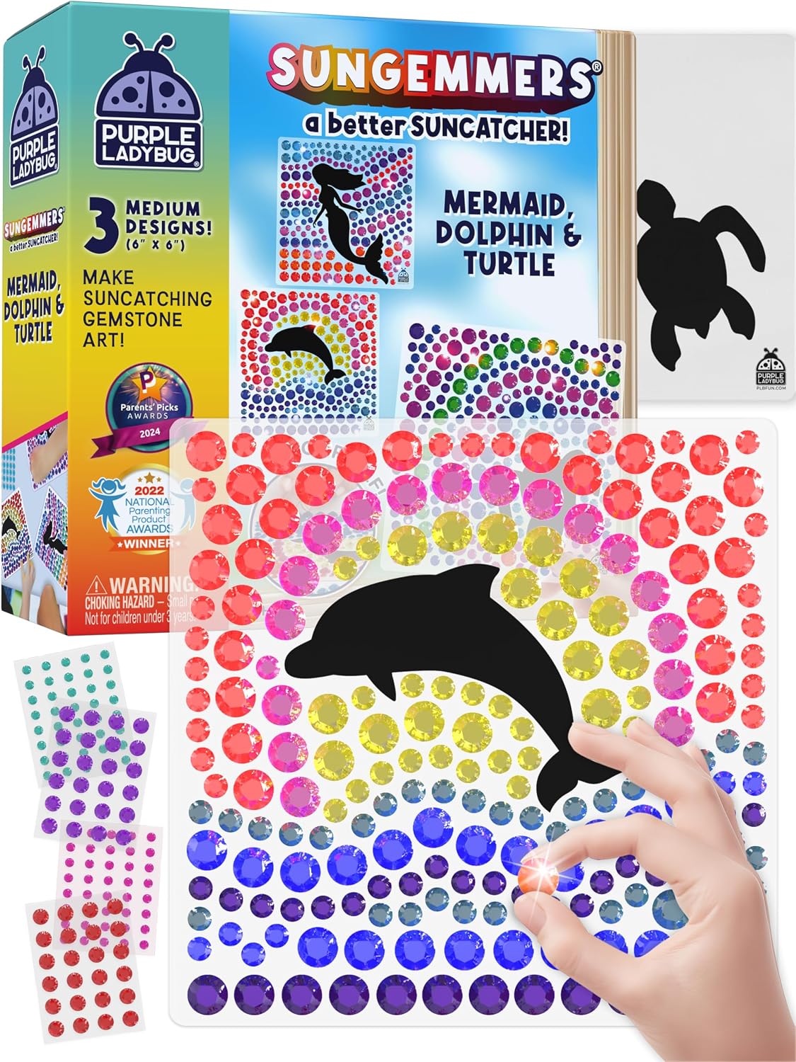 SunGemmers Suncatcher Kit for Kids - Mermaid, Dolphin, & Turtle