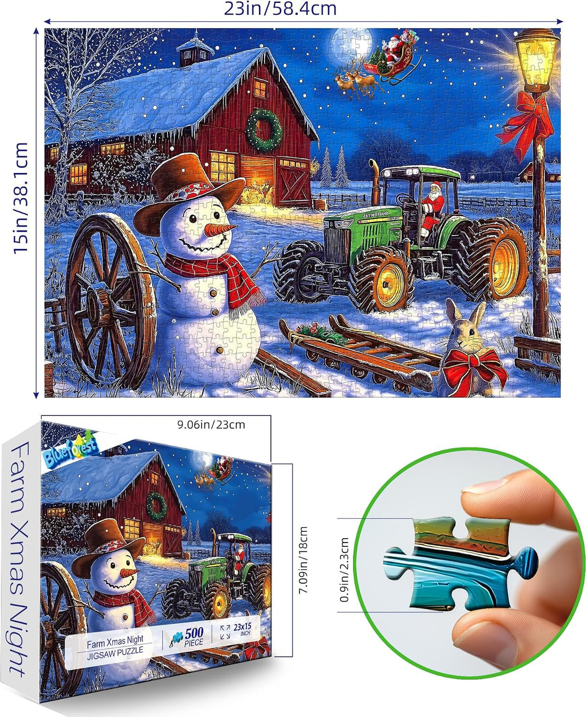 Vintage Paint Hummingbird Flower 500 Piece Puzzles for Adults - Colorful-500 Piece-christmas Snowman / 23" X 15" - image 2