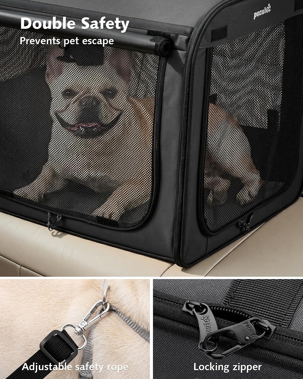 Dog Car Carrier Light Weight 24×17.7×20.5in - Dark Gray / 24.0"L x 17.7"W x 20.5"H - image 4