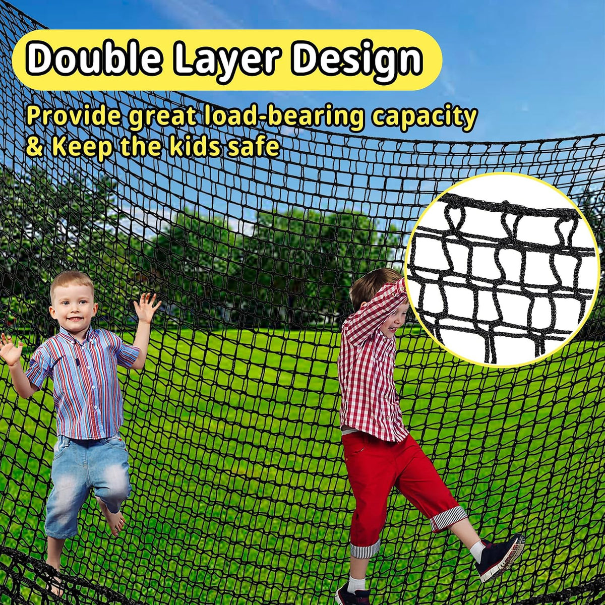 Climbing Cargo Net 6.5' x 9.8' for Outdoor Treehouse – Fun for Kids & Family - 6.5‘ x 9.8‘ / Black - image 3