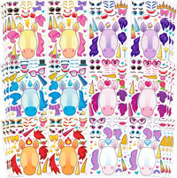 JOYIN 36 Sheets 9"x6" Make a face Stickers for Kids - Fun Unicorn