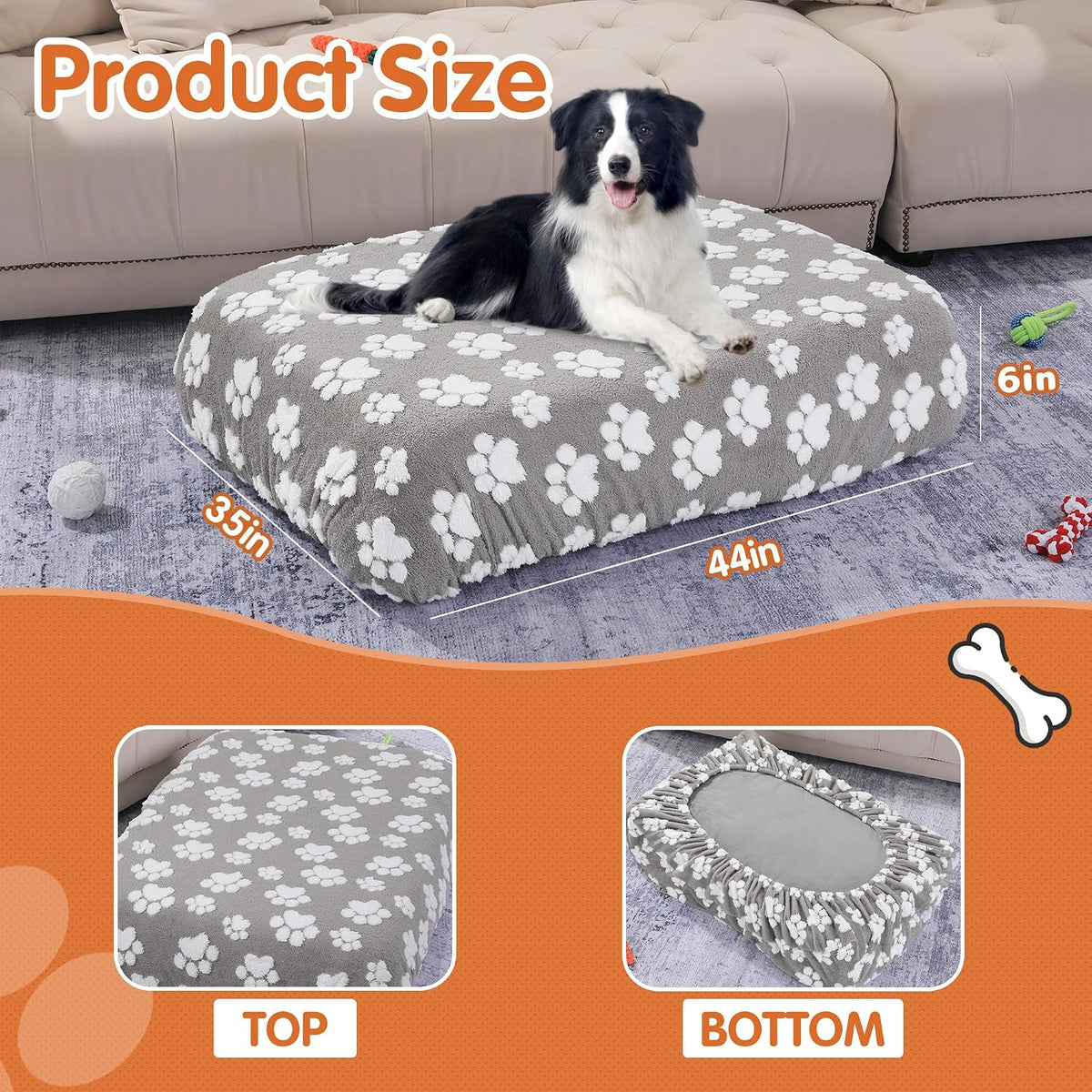 BALAPET Washable Dog Bed Cover 100% Waterproof - 44x35x6in / Gray - image 2
