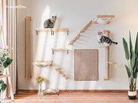FUKUMARU Cat Hammock Wall Mounted, Kitty Beds and Perches, Wooden Cats Furniture, Stable Wall Shelves for Sleeping, Playing, Climbing, and Lounging