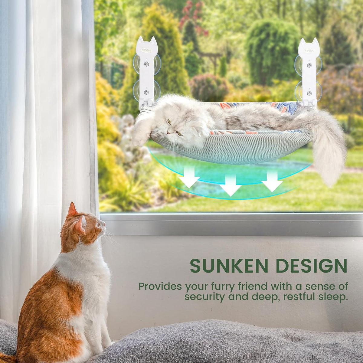 2-Pack Large Cat Window Perch, Cordless Foldable Cat Hammock – Essentials for Cats - Shallow Perch / 2 Pack - L - image 3