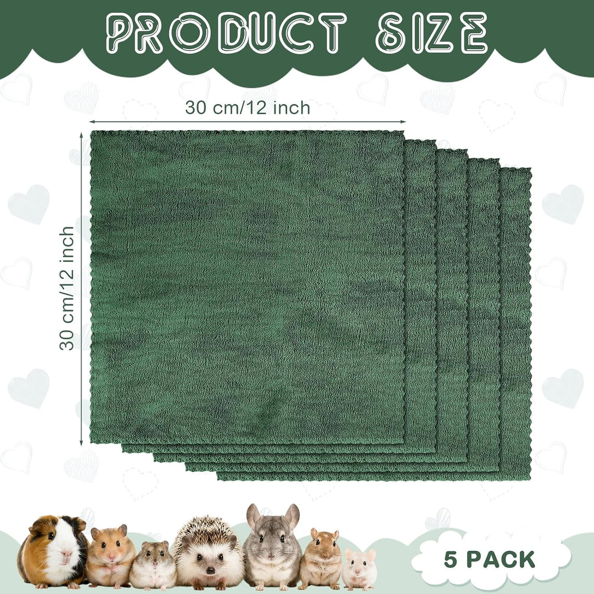 SmoothNovelty 5 Pcs Waterproof Guinea Pig Cage Liner - Dark Green / 12" X 12" / Classic - image 2