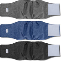 Teamoy Belly Bands for Male Dogs, Washable Wrap Diapers, S - M(13"-16"Waist) / Black+ Gray+ Blue