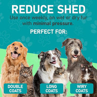 Maxpower Planet Pet Grooming Brush - Double Sided Undercoat Rake for Dogs and Cats, Extra Wide, Reduce Shedding by 95%, Grey