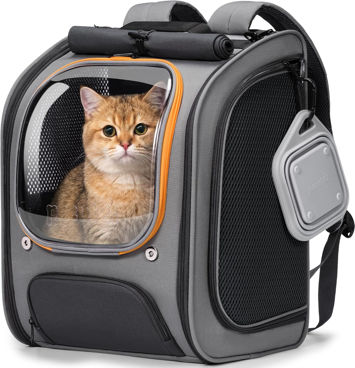 Pecute Cat Backpack Carrier, Large Space Cat Bubble Backpack - Gray-on-Gray Color Blocking / 12.6"L x 10.2"W x 16.5"H