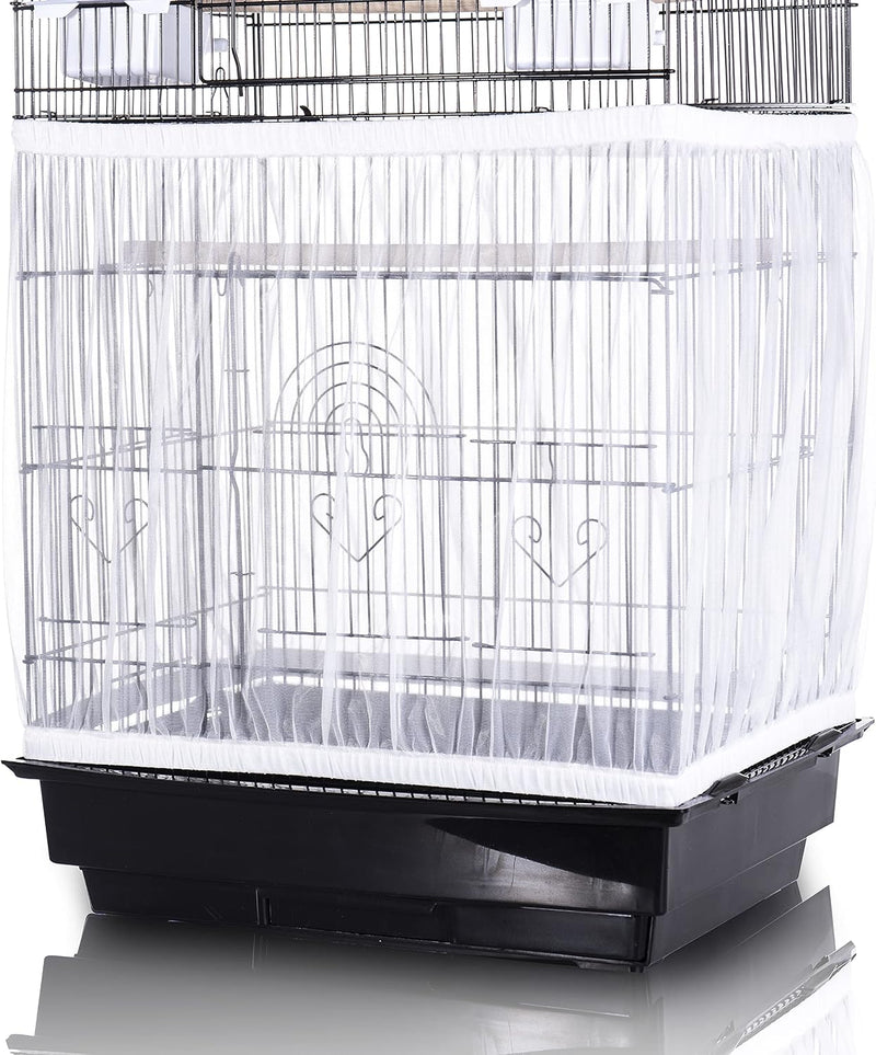 Tamu style Bird Cage Seed Catcher, Stretchy Mesh Skirt - White