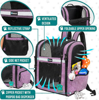 PetAmi Dog Backpack Carrier, 4-Way Entry Ventilated - Purple - image 3