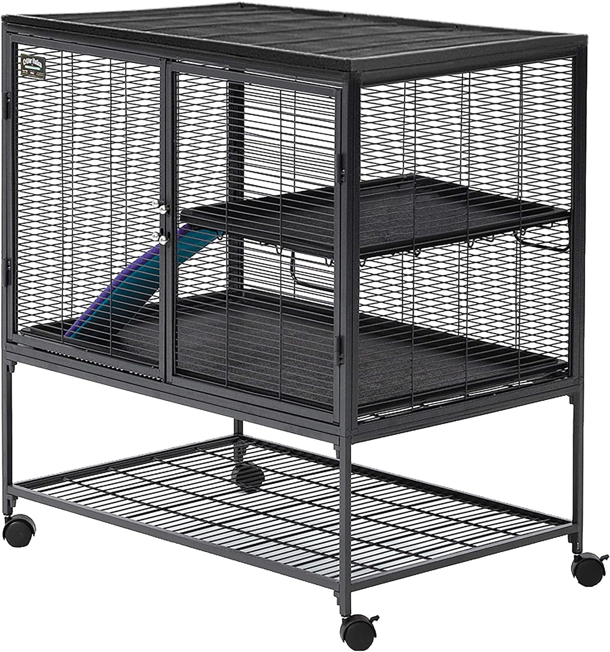 Critter Nation by MidWest Double Unit Small Animal Cage – Essentials for Small Pets - Black: 1/2 Inch Wire Spacing: Critter Nation / Single Story