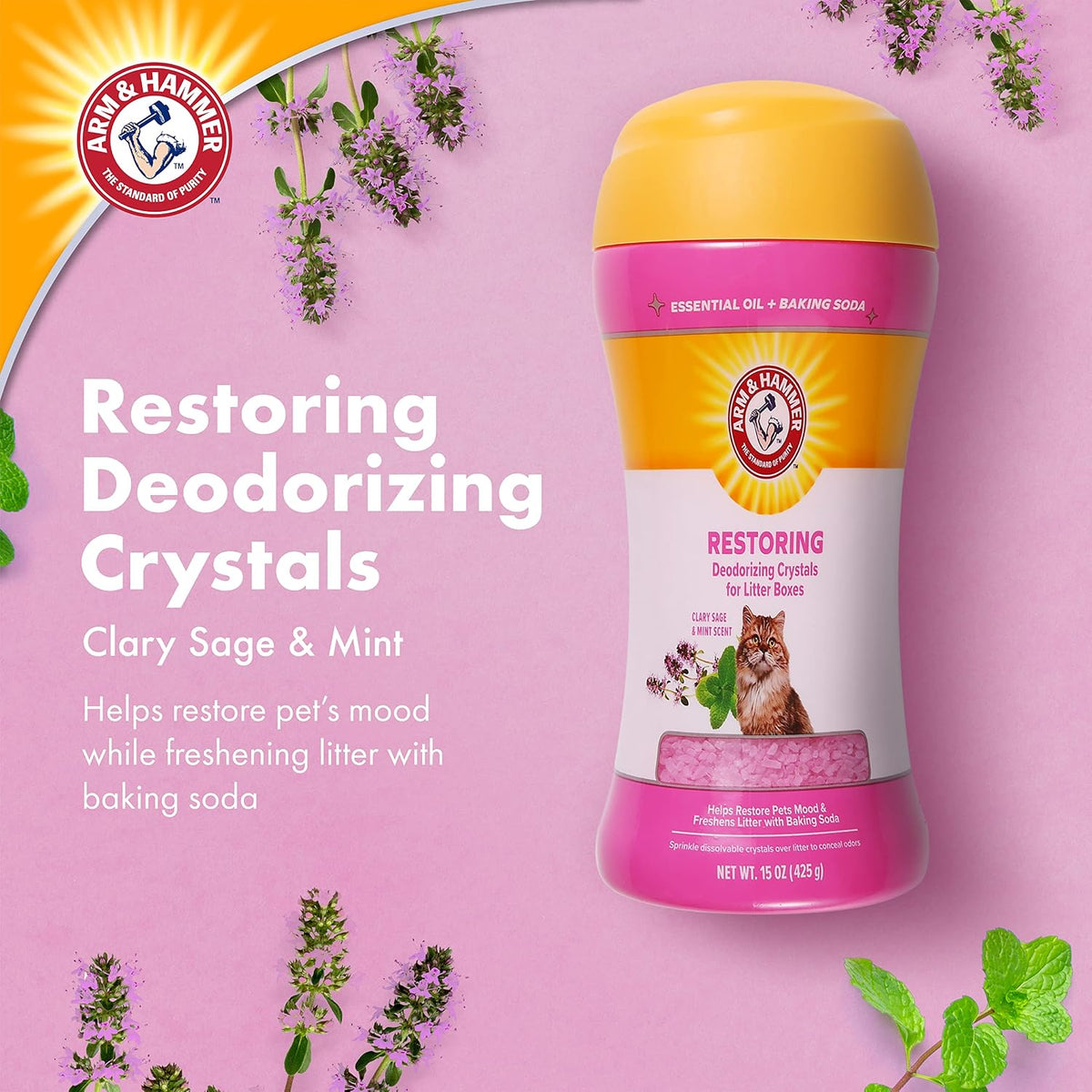 Arm & Hammer Cat Litter Deodorizing Crystals - Clary Sage & Mint / 15 Ounce (Pack of 1) - image 2