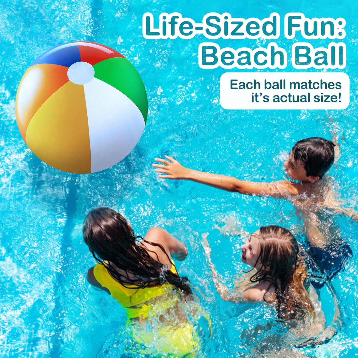 Bedwina 24 inch giant inflatable beach balls with red, green, yellow, orange, blue and white panels - view 2