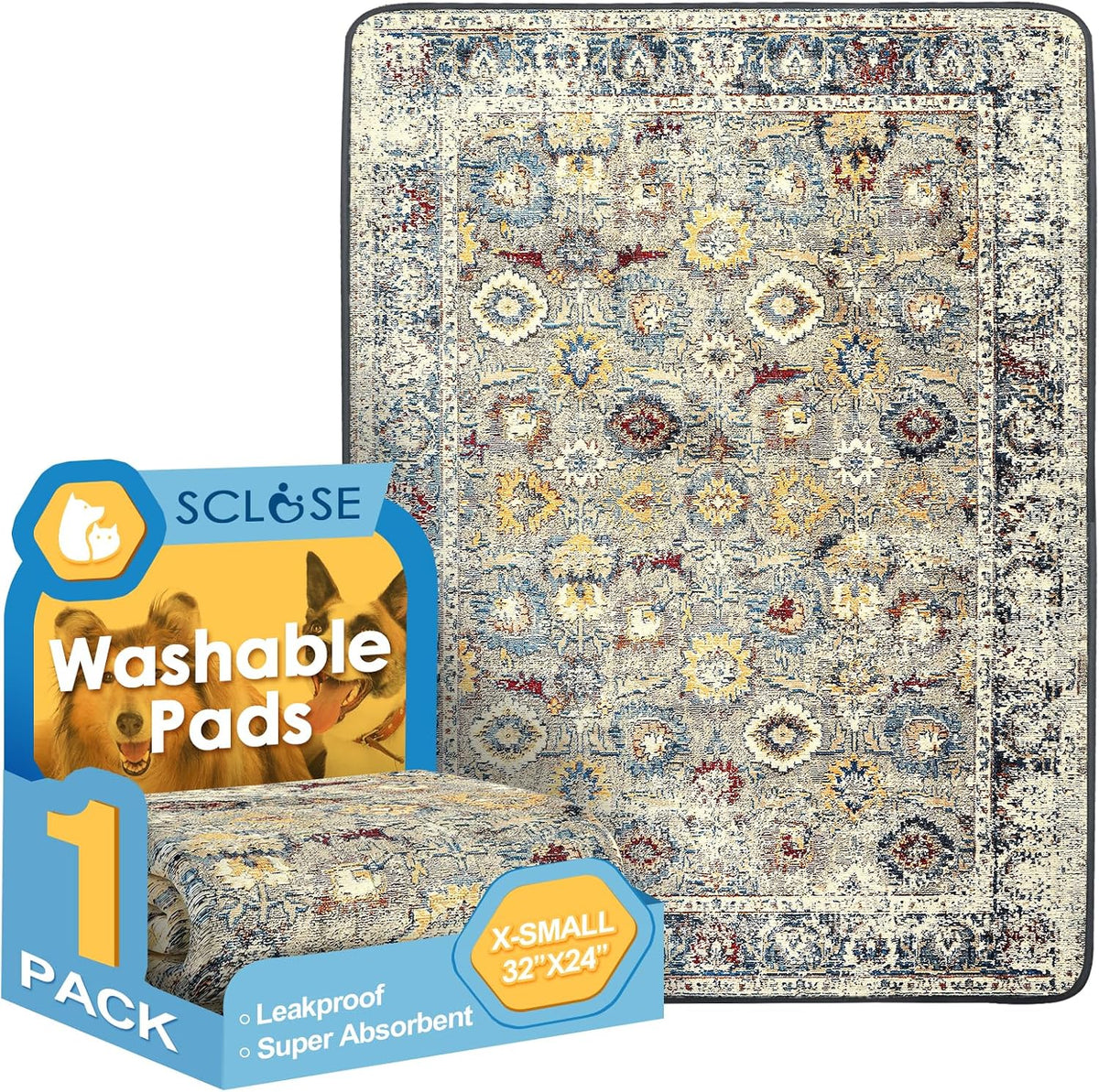 Washable Pee Pad for Dogs - Vintage / 24" x 32" (1 Pack)