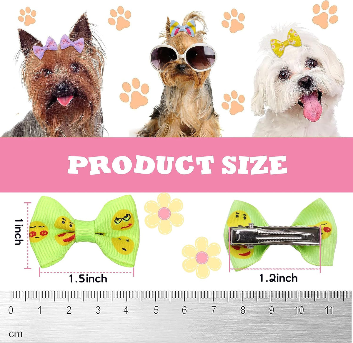YAKA 60PCS Cute Puppy Dog Small Bowknot Hair Bows with Metal Clips - 60Pcs Dog Bows with Clips - image 3