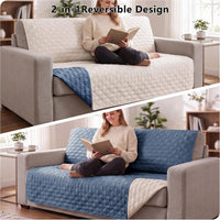Waterproof Couch Cover, Washable Dog & Pet Furniture Protector - Blue+cream / 68x82 Inches - image 4