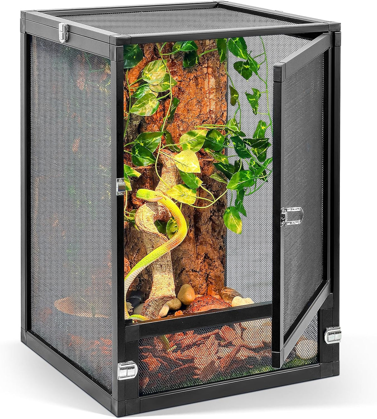 RunDuck Foldable Reptile Terrarium Kit 33 Gallon 26"x17"x17" – Essentials for Reptiles And Amphibians - Black / 18"x13"x13"