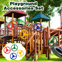 Haconba plastic pirate ship steering wheels for playsets in blue and red with mounting hardware - view 17