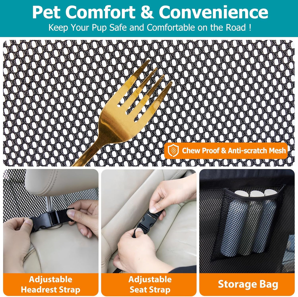 Dog Barrier for Car Back Seat & Cargo Area with Wider Coverage - Medium-for Mid Sedan/Compact & Mid SUV/Mid Truck - image 3