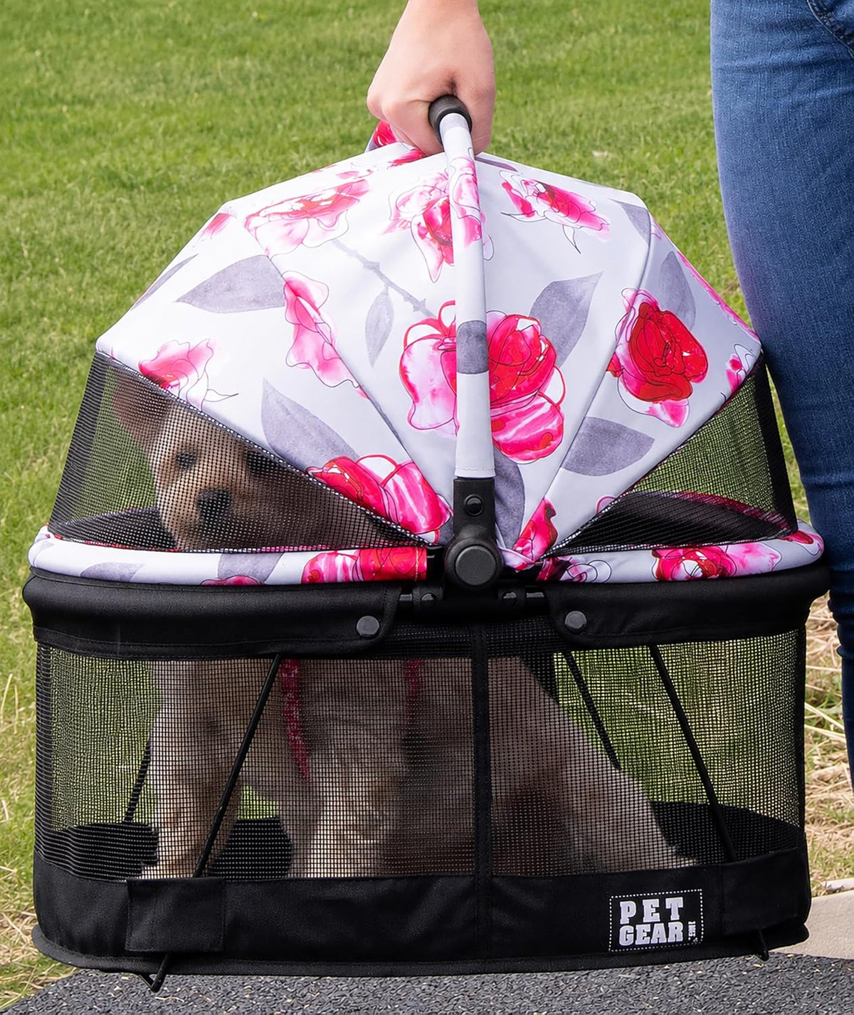 Pet Gear No-Zip View 360 Pet Carrier & Car Seat, 15" - Hibiscus / 20.0"L x 12.0"W x 18.5"H