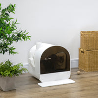Cat Litter Box with Lid with Scoop and Filter, White