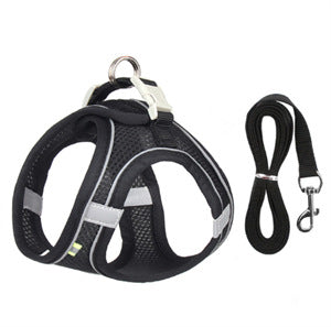 Adjustable Reflective Breathable Mesh Pet Harness for Cats and Dogs with Leash for Outdoor Use-Harnesses-BIG FRENCHIES-V.I.P Digital Presence