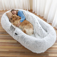 Human Dog Bed, Large Size Fits You And Pets, Washable Faux Fur Dog Bed For People Doze Off, Napping Orthopedic Dog Bed, 