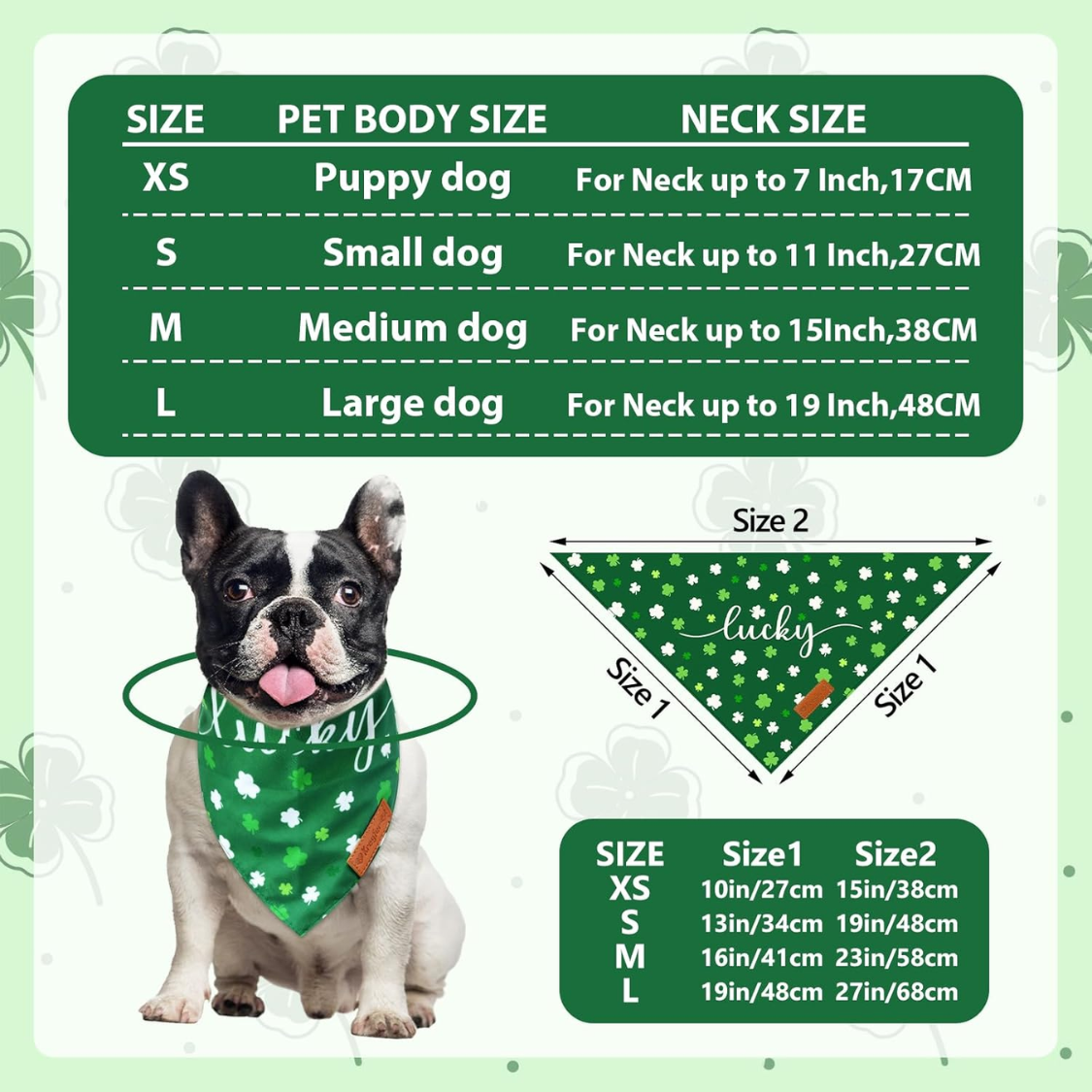 2 Pieces St. Patrick's Day Dog Bandanas, Double-Sided Reversible Triangle Scarf