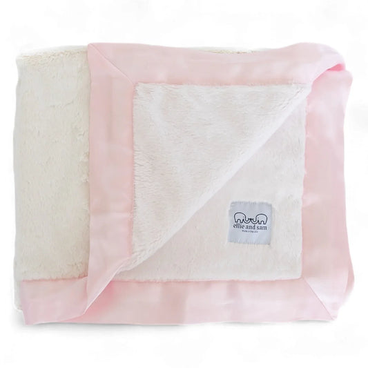 Luxury Duo Satin Border Blanket - Pink/Ivory - BIG FRENCHIES
